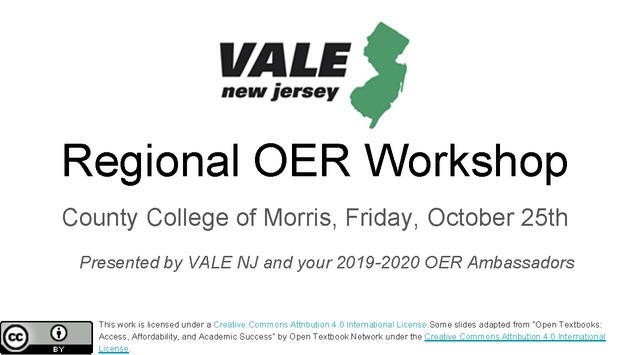 VALE Regional OER Workshop, County College of Morris - Page 2